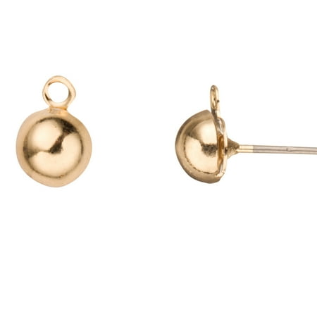 16pcs Hypoallergenic 6mm Large Ball Stud Earring Finding With 16pcs Hypoallergenic 6mm Large Ball Stud Earring Finding With Hanging Loop Gold Finished 13x7mm Making