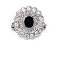 thumbnail image 2 of HeartsAndYou 4ct Natural Sapphire Diamond Stylish Dual Halo Floral Ring 14k SOLID White Gold, 2 of 9