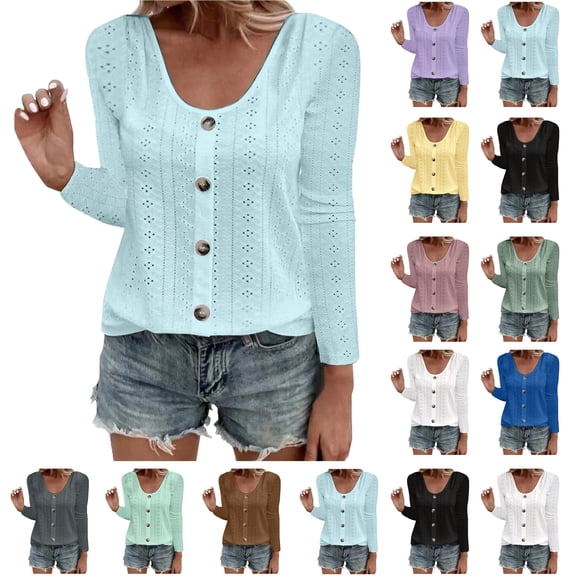 Boho Tops for Women Ndbuld Long Sleeve Shirts for Women Fall Dressy Casual Blouses Fashion Pleated Tunic Tops Sky Blue S