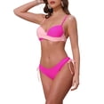 thumbnail image 4 of INSPIRE CHIC Women's Front Cross Contrast Color Bikini Sets 2 Piece Strappy Top Tie Size Triangle Bottoms Swimwear Bathing Suits Small Rose Red Pink, 4 of 5