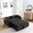 thumbnail image 4 of Convertible Sofa Sleeper, 55.5" Pull-out Sofa Bed with Adjsutable Backrest and 2 Lumbar Pillows, Modern Sofa Chair with Storage Side Pocket for Living Room Bedroom, Black, 4 of 7