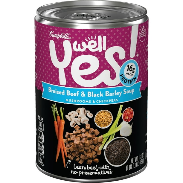 Campbell's Well Yes! Braised Beef & Black Barley Soup, 16.1 oz. Can