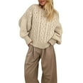 thumbnail image 1 of SUNSIOM Chandails en Tricot Torsadé pour Femmes Manches Longues Col Rond Couleur Unie Pulls Hauts en Tricot, 1 of 6