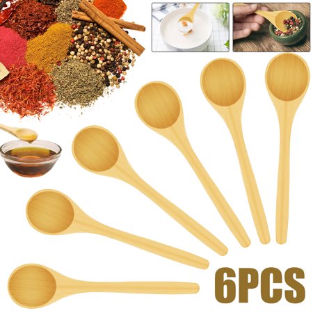 

Austok Small Wooden Spoon 6Pcs Condiments Spoons for Spice Jam Coffee Condiment Honey Teas Sugar Kitchen Cooking