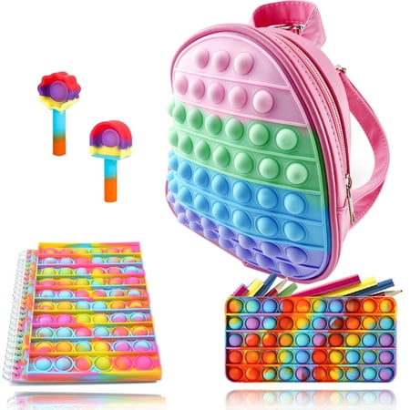 Fidget Backpack,Pop-On-It Backpack Pop Backpack Pop Shoulder Bag Pop Bubble Fidget Toys Pack Pop Purse for Kids Girls