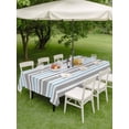 thumbnail image 5 of 54x80 Inch Outdoor Tablecloth with Umbrella Hole Zipper Rectangle Blue Grey Striped Rectangular Tablecloths Outside Waterproof Horizontal Lines Simple Minimalist Patio Table Cover for Picnic Party, 5 of 8