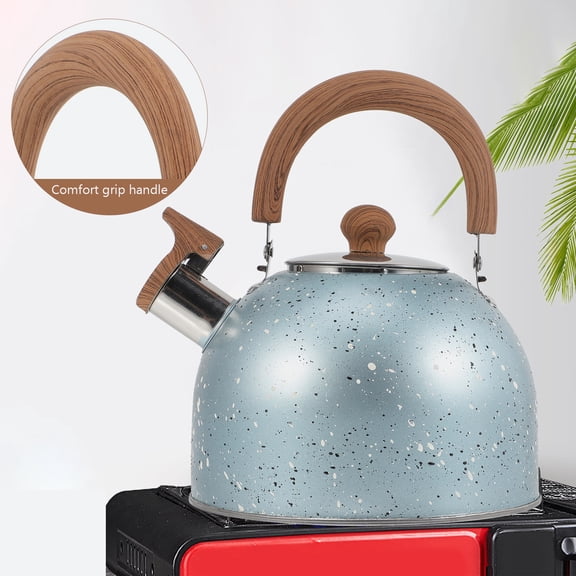 LOLIPPYY Stainless Steel Whistling Kettle for Home Use Blue with Comfortable Handle 2L
