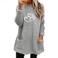 thumbnail image 3 of lcziwo Womens Fuzzy Fleece Sweatshirt Cute Heart Graphic Long Sleeve Crewneck Sherpa Pullover Loose Comfy Loungewear Thermal Tops with Pockets Sales of Today Prime Gray L, 3 of 5