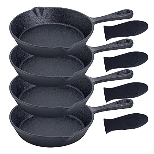 Bruntmor PreSeasoned Cast Iron 6" Skillet 4 Piece Cast Iron Frying