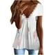 thumbnail image 1 of Blusa informal de encaje con cuello en V y mangas cortas con estampado en la espalda para adelgazar para mujer OAVQHLG3B Store  lin121212, 1 of 5