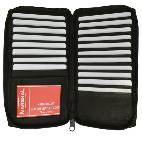 Genuine Leather Zip Around Credit Card Organizer Wallet with ID Window 729 CF
