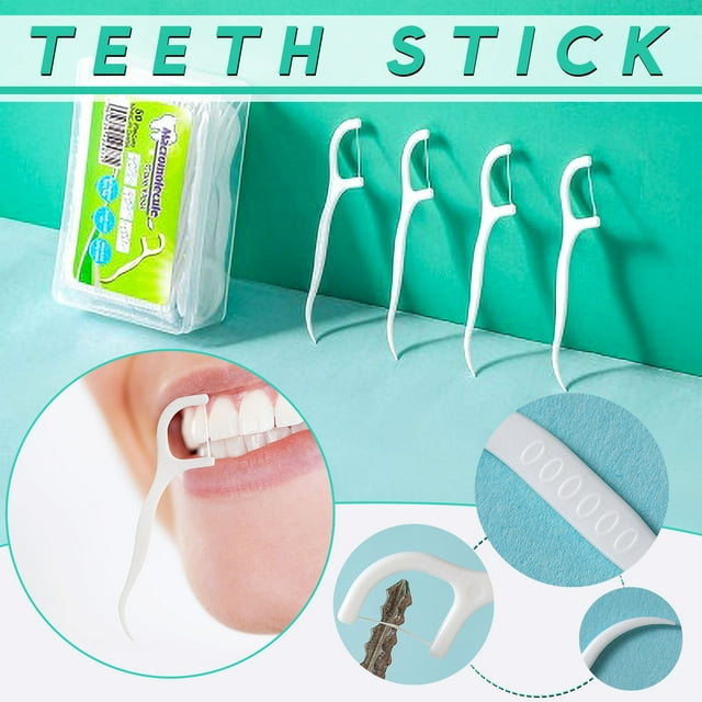 Xihbxyly Limpiador Dental Desechable, Hilo Dental de Plástico de Alta Resistencia, Mango Antideslizante, Fácil de Usar, Agarre Cómodo, Juego de 50 Piezas, Higiene Bucal, Uso Doméstico, Peso Total de