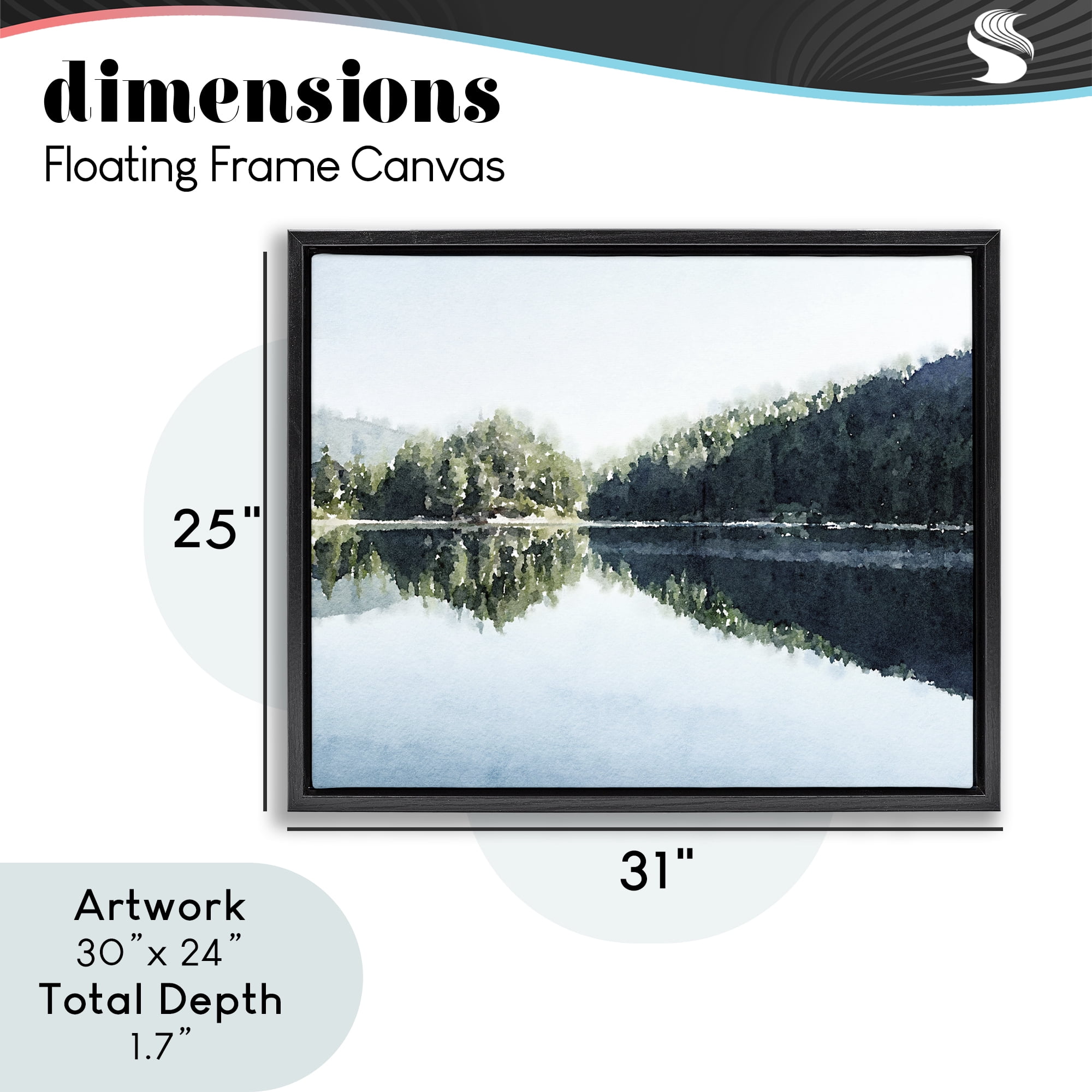 Stupell Industries Blue Lake Reflections Black Framed Floater Canvas Wall Art, design by Kim Curinga