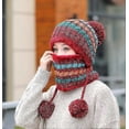 thumbnail image 4 of Conjunto de gorro y bufanda de punto para mujer, gorro de invierno cálido y grueso con pompón de ganchillo y dobladillo para exteriores., 4 of 4