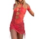 thumbnail image 2 of VISgogo Vestido de verano transparente para mujer, color sólido, manga corta, ahuecado, vestido de playa VISgogo moda, 2 of 9