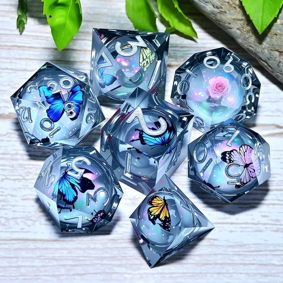 DND Resin Flowing Sand Dice Set (7 pieces), suitable for the role-playing game Dungeons and Dragons RPG and the board game polyhedron dice set.