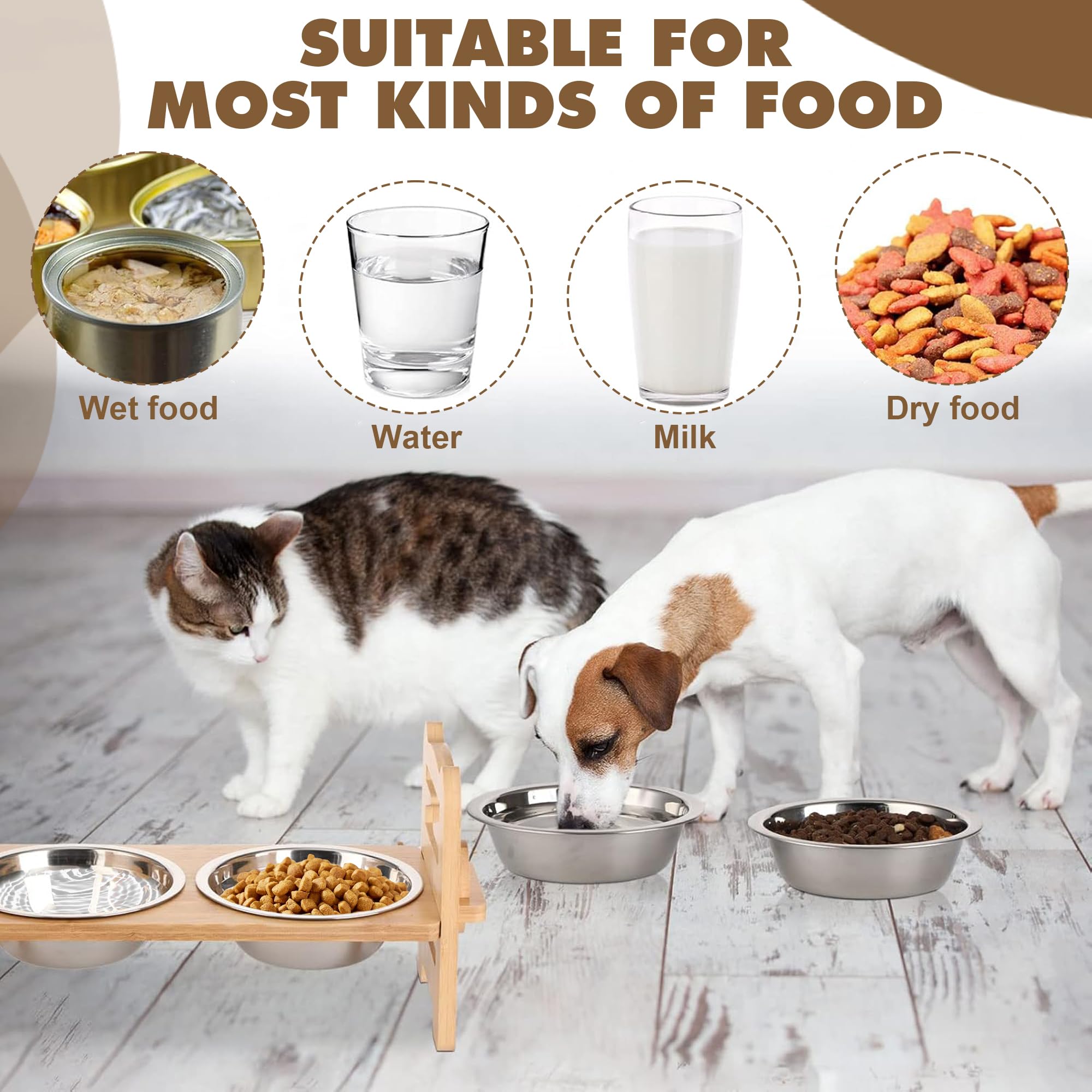 TIJITY Elevated Dog Bowls, Adjustable Raised Stand with 2 Stainless Steel Bowls photo 6