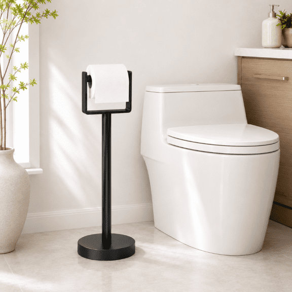 Efoee Heavy Duty Toilet Paper Holder Stand, Extra-Weighted Base No Tipping, Stainless Steel Toilet Paper Stand, Free Standing Floor Tissue Roll Holder for Bathroom