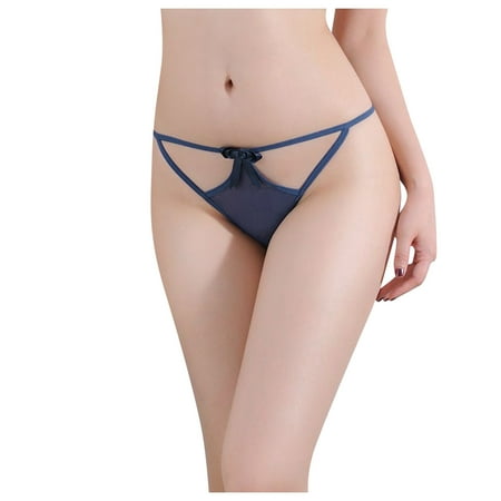 

WZHKSN Womens Solid Panties Blue Traceless Thongs 1-Pack