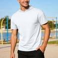 thumbnail image 3 of Hooded T Shirts for Men Summer Solid Casual Crew Neck Short Sleeve Mens T-Shirts Sports Top, 3 of 6