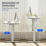 FLEXISPOT 48 x 30 Electric Height Adjustable Standing Desk One-Piece White Desktop with Two Hooks, 176 lbs Capacity