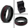 thumbnail image 4 of P. Manoukian Tungsten Wedding Band Ring 8mm for Men Women Red Black Beveled Edge Brushed Polished Center Line Lifetime Guarantee Size 8, 4 of 4