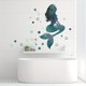 thumbnail image 1 of 1pc, Starry Sky Mermaid Wall Decals Mermaid Wall Stickers Peel And Stick DIY Removable Mermaid Green Bubbles Vinyl Wall Art Decor For Kids Baby Bedroom Nursery Bathroom Door Stickers, 1 of 4