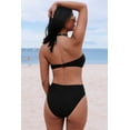 thumbnail image 3 of Women's Black Halter O-ring Ruched Bust One Piece Swimsuit, 3 of 5