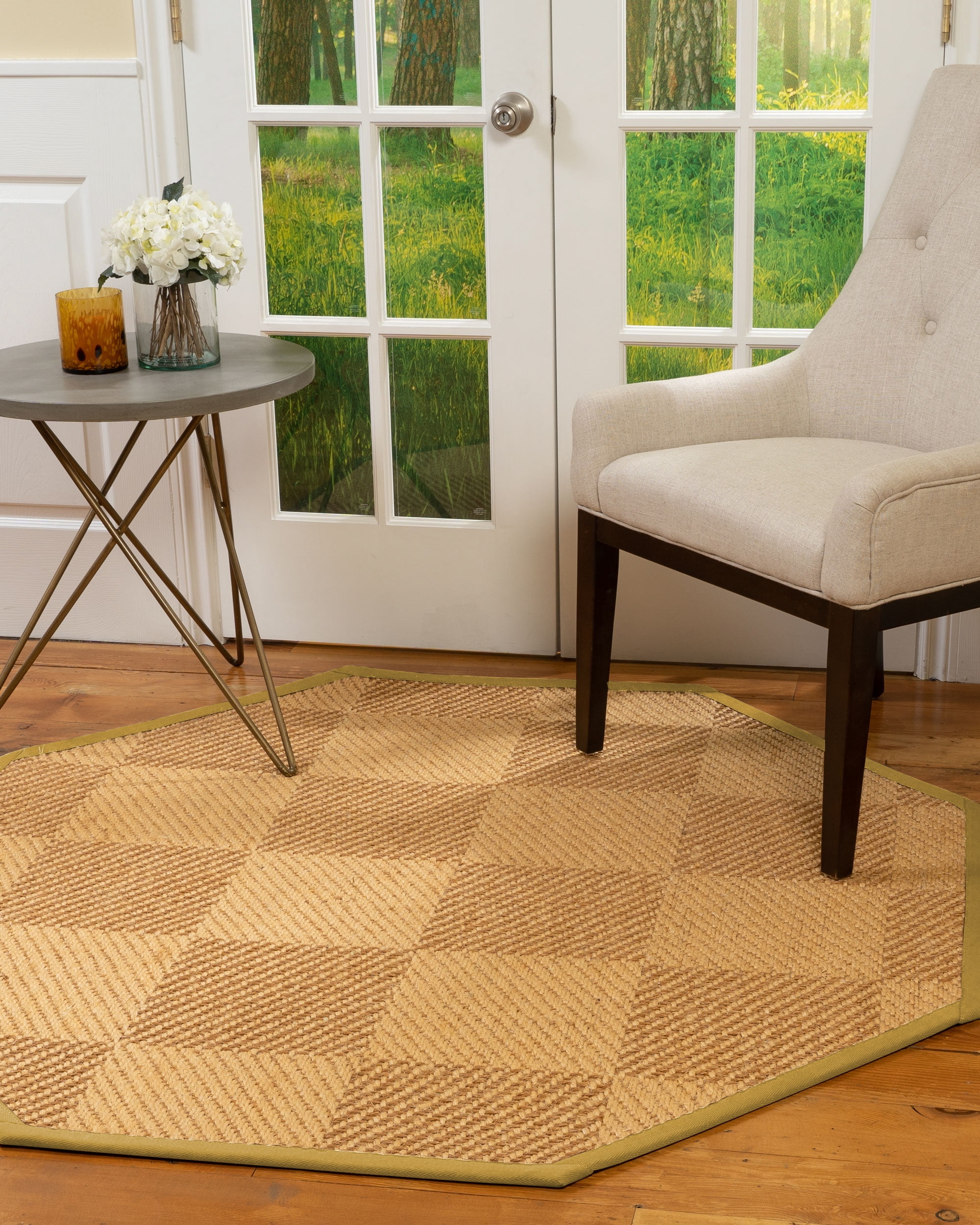 Natural Area Rugs Osaka Custom Sisal Rug, 8', Octagon Tan Border