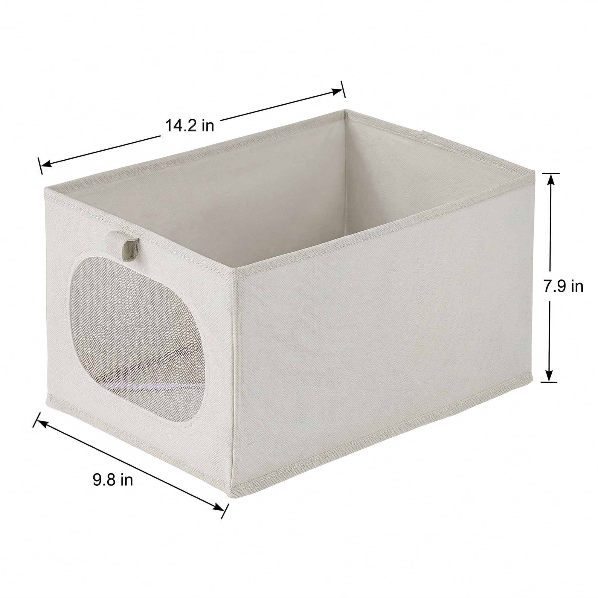 Unique Bargains Fabric Storage Bin With Bottom Light Grey 14.2*9.8*7.9in