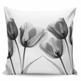 thumbnail image 2 of Tulip Black White Throw Pillow Covers, Soft Pillowcases with Invisible Zipper, Spring Floral Botanical Bloom Decorative Square Pillow Cushion Covers for Living Room Couch Sofa Bed 26x26 Inches, 2 of 8