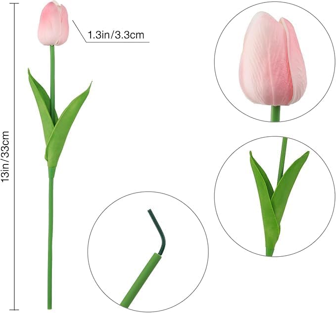 Huiyi Artificial Tulips Flowers Fake Flowers, 10 Faux Flower Tulips BouquetsTulip Bouquet Latex Tulips Real Touch for Party Home Wedding Decoration and DIY Decor(Black)