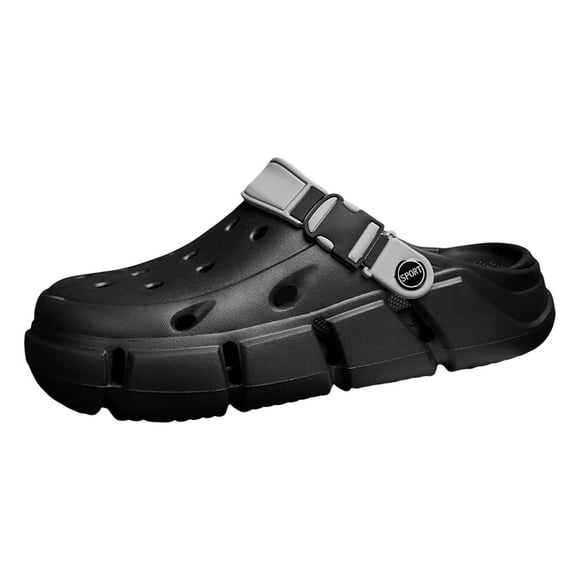 Ediodpoh Men's New Hole Shoes Summer Half Toe Breathable Baotou Drag Outside Wear Beach Shoes Men's Sandals Sandals Drag Men's Slippers Black 8