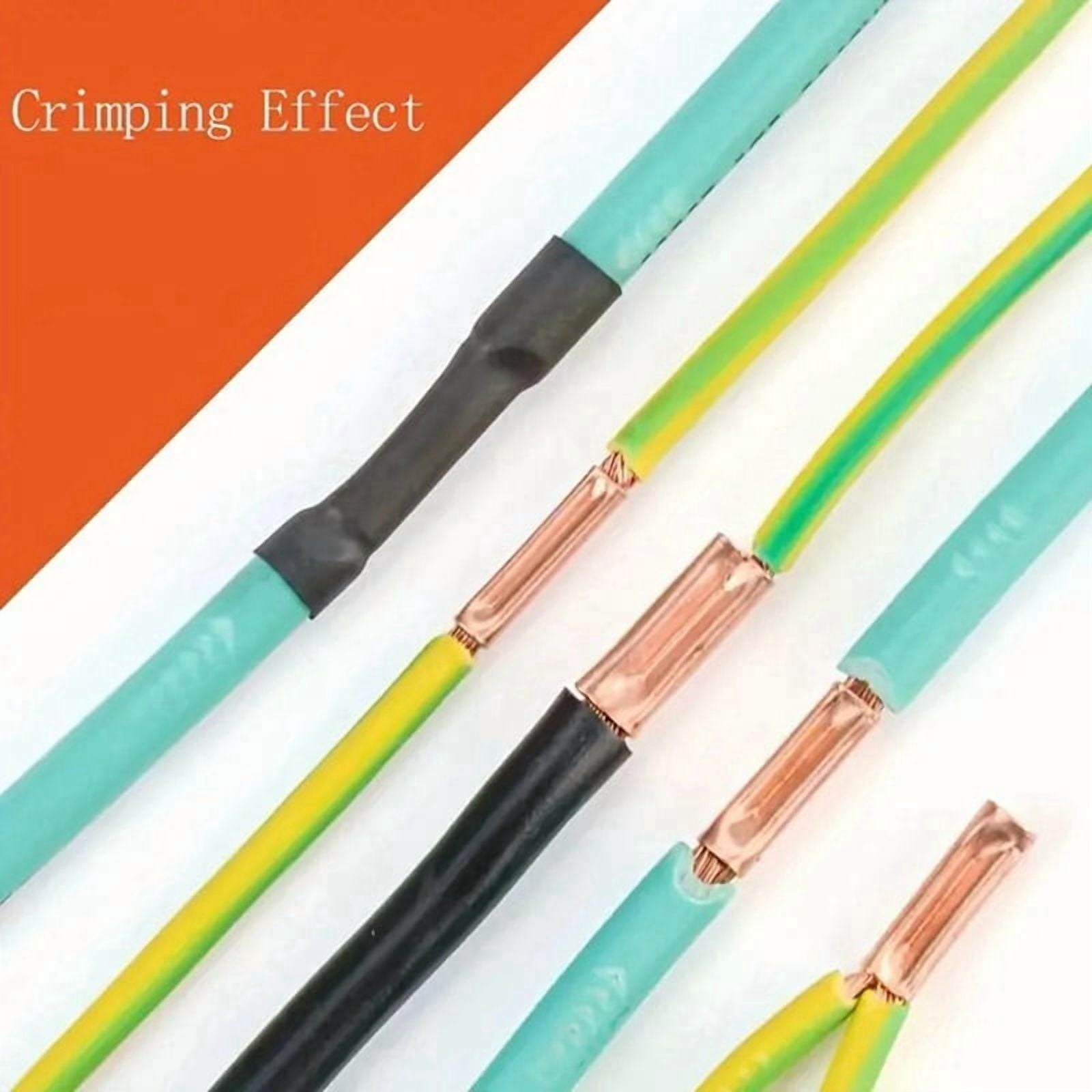 250pcs GT Copper Connecting Pipe Wire Joint Small Copper Tube Terminal Cable Lug Bootlace Ferrule Kit W/Crimping Pliers