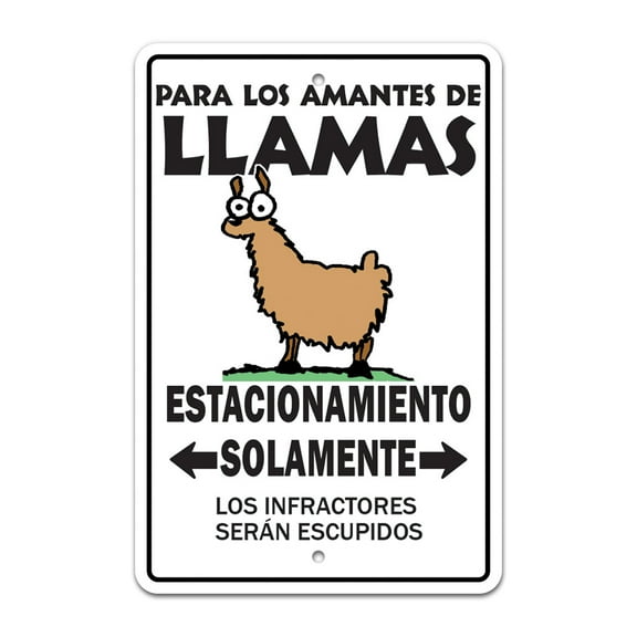 LLAMA LOVERS Parking Sign animal zoo rights herd breeder | Amantes de la Llama Letrero de estacionamiento derechos de zoológico de animales manada criador | Interior / Exterior | 17" de