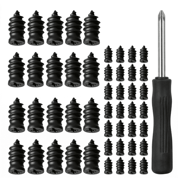 Tire Plug Kit, 70 Pieces Automotive Tire Repair Tools with Self-Tapping Screw-In Rubber Nails, Vacuum Puncture Fix Set with Screwdriver for Emergency Flat Repair on Car, Truck, Motorcycle