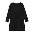 thumbnail image 4 of Annhoo Girl's Long Sleeve Dresses Cute Graphic Printed Crew Neck Pleated Dress Kids Basic Casual Midi Dress, 4 of 4