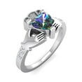 thumbnail image 2 of SuperJeweler 1 Carat Heart Shape Mystic Topaz and Diamond Claddagh Ring In Sterling Silver For Women, 2 of 6