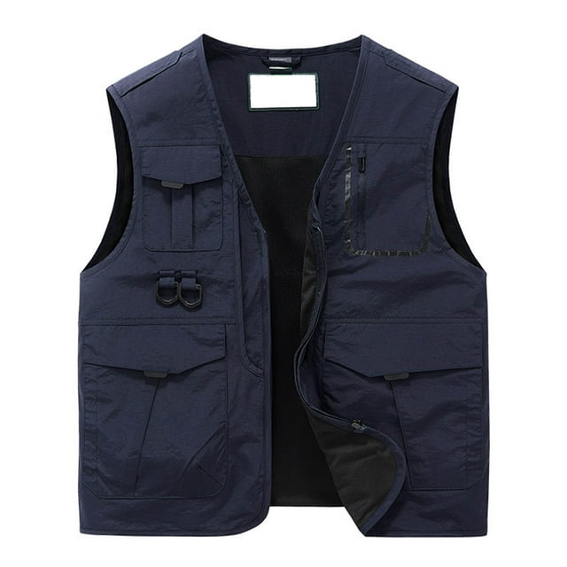 Men's Lightweight Casual Outdoor Travel Work Vest Jacket with Multiple Pockets for Spring Summer Fall