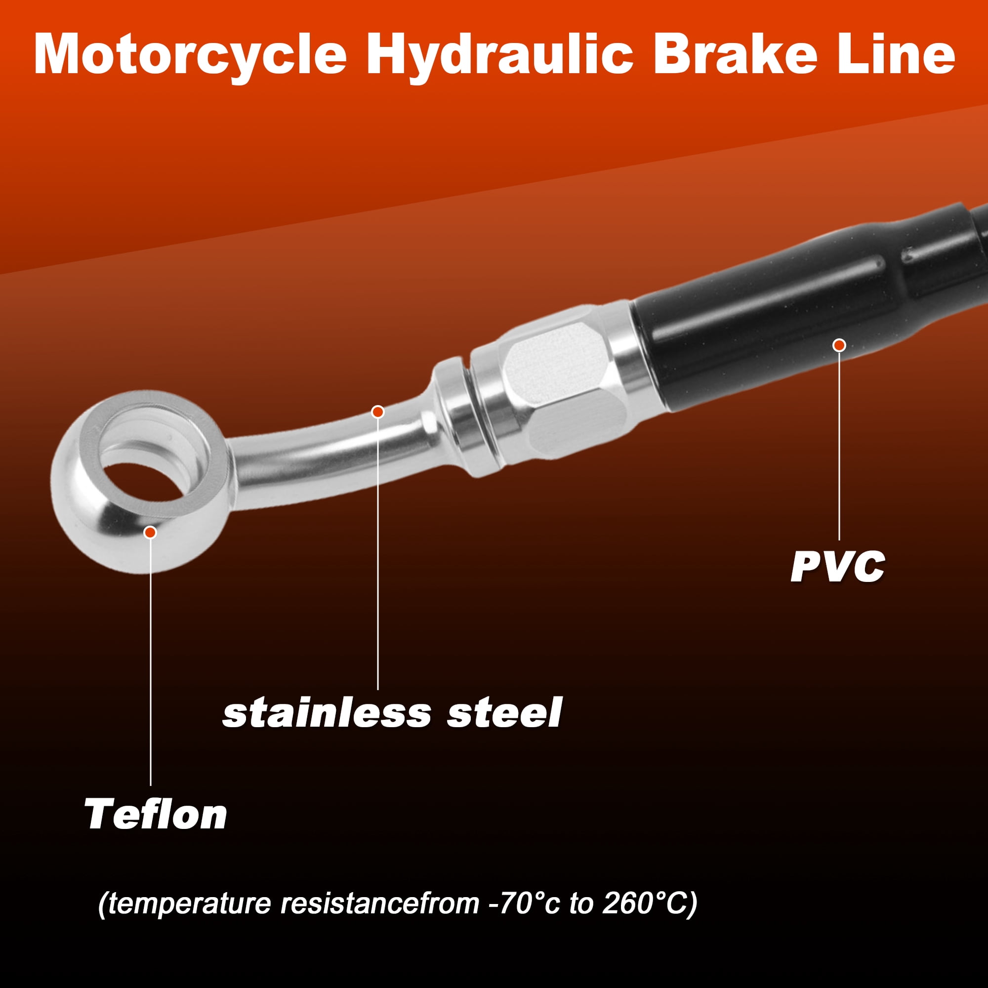 Unique Bargains Motorcycle Brake Clutch Oil Hose Line Kit for Handlebar 44" Silver