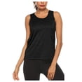 thumbnail image 3 of Workout Clothes for Women Sleeveless Cropped Tank Tops Scoop Neck T-Shirt Workout Sports Shirts Stretch Racerback Breathable Tee (Black,L), 3 of 7