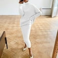 thumbnail image 2 of Lindreshi 2 Piece Sweat Suits for Women Women Casual Solid Knitting Slimming Hip Wrap Long Sleeve Turtleneck Sweaters Skirt Suit, 2 of 7