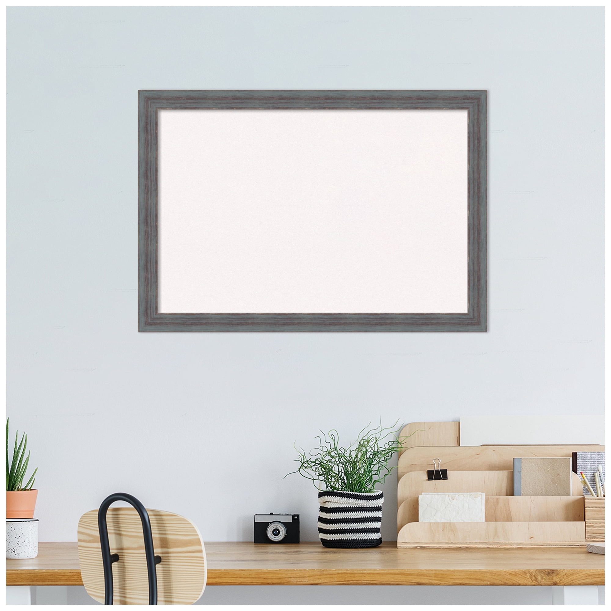 Amanti Art White Cork Board Wood Framed Dixie Blue Grey Rustic Bulletin Board 26 in. x 18 in.