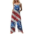 thumbnail image 3 of Feancey 4th of July Romper for Women Loose Fit Casual American Flag Print Jumpsuits Summer Button Sleeveless Wide Leg Overalls with Pockets Multicolor XXL, 3 of 9