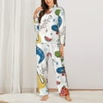 thumbnail image 3 of Disketp Pajamas Set Long Sleeve Sleepwear Womens Button Down Nightwear Pj Sets-Dinosaur Listening To Music, 3 of 9