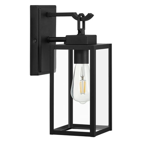 

Eurus Home Outdoor Wall Sconce Light Fixture Matt Black E26 Socket with Clear Glass Shade Hardwired