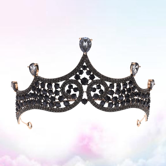 Toyandona Gothic Tiara Crown Witch Black Bride Tiara 1Pack for Women Wedding Headpiece Accessory