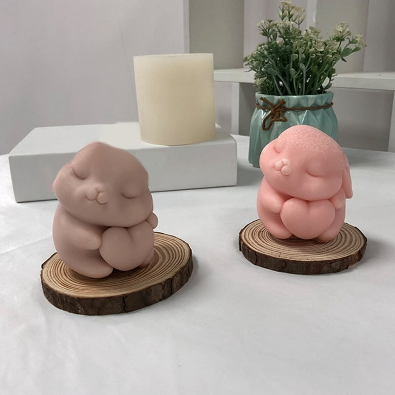 Cute Heart Rabbit Silicone Mold 3D Easter Candle Mould Soap Cake Decorating Tool
