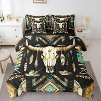 Erosebridal Aztec Bed in a Bag, Boho Skull Bed Set, Hippie Skeleton Reversible Comforter Sets, Super Cozy Bedroom Decoration, 7-Piece