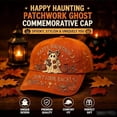 thumbnail image 6 of Clearance Hotyverty Halloween Ghost Baseball Cap, Happy Haunting Patchwork Ghost Pumpkin Commemorative Vintage Baseball Cap Adjustable Cotton Dad Hat Halloween Gift for Women Men, Black, 6 of 9
